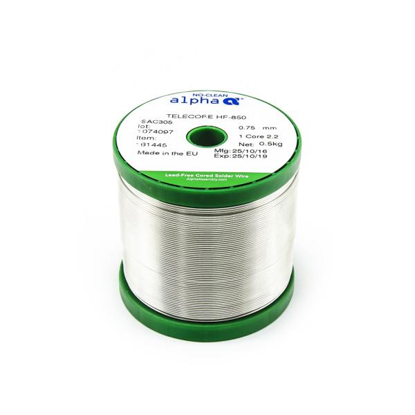 Bleifreies Zinn Alpha Telecore HF-850 2,2% SAC305 500g 0.75mm