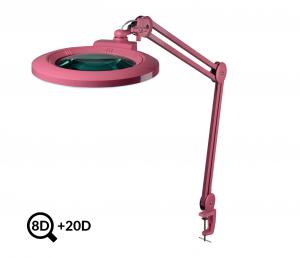 Rosa LED-Kosmetiklampe mit Lupe IB-178, Durchmesser 178mm, 8D+20D