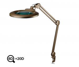 Gold LED Arbeitslampe mit Lupe IB-178, Durchmesser 178mm, 8D+20D