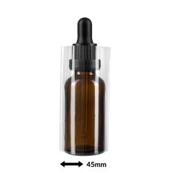Transparente Schrumpffolie 70x45mm mit Perforation für Flaschen und Verpackungen, Durchmesser bis 28,6mm