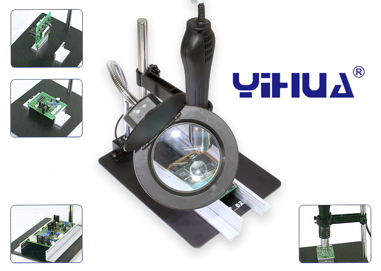 Leiterplattenhalter mit LED-Lampe, Lupe und Ständer YIHUA 628TD