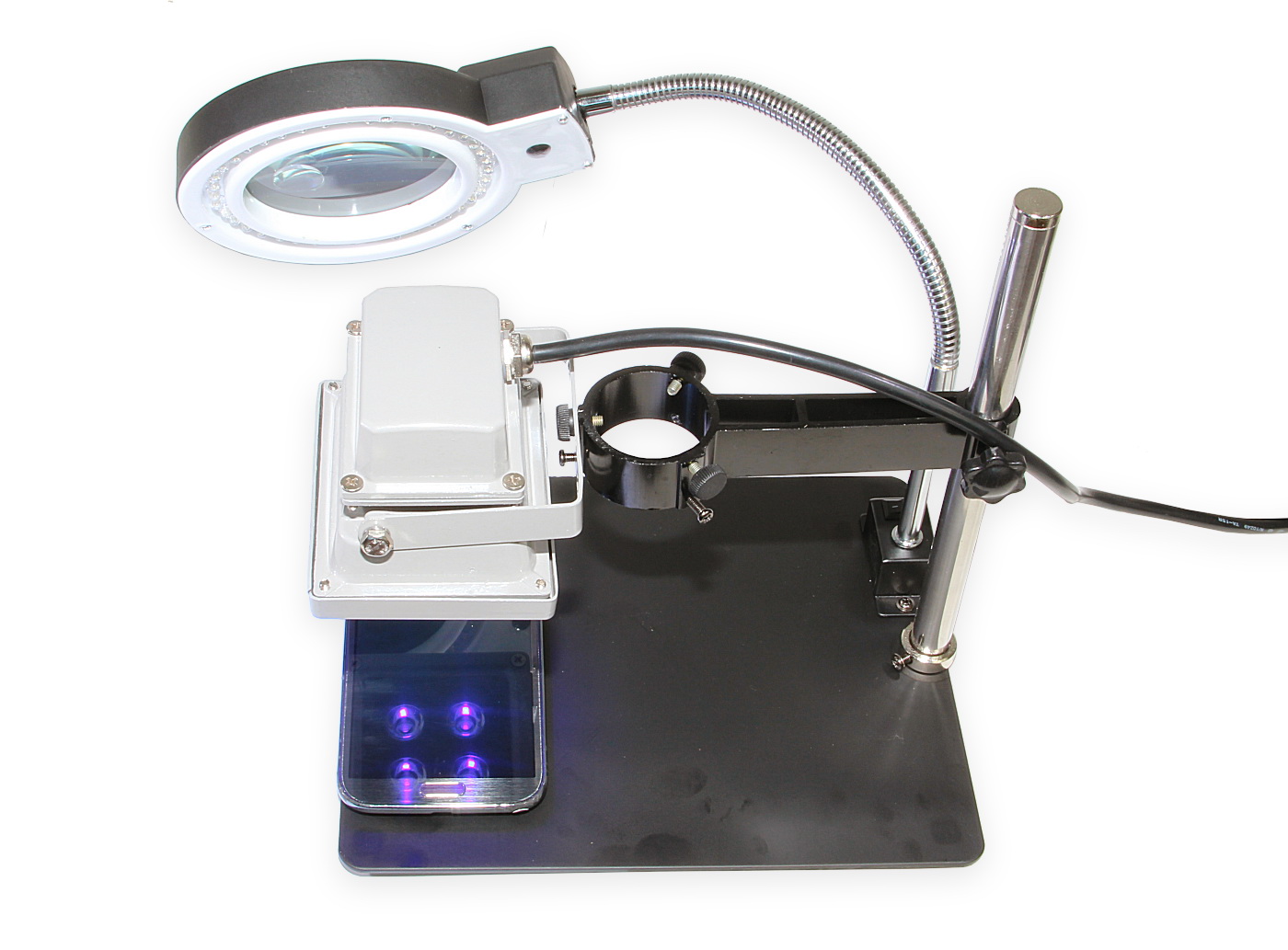 Leiterplattenhalter mit LED-Lampe, Lupe und Ständer YIHUA 628TD
