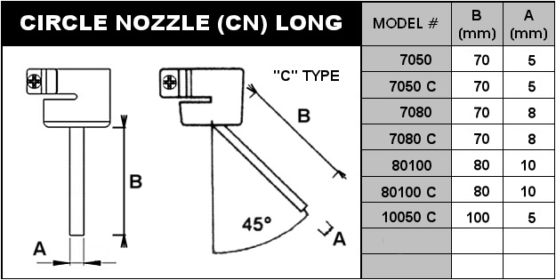 Heißluftdüse lang gebogen Durchmesser 8 mm, Länge 70 mm CN7080C