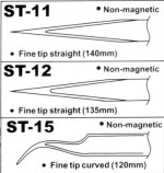 Antimagnetische Pinzette aus Edelstahl VETUS HRC40° ST-12