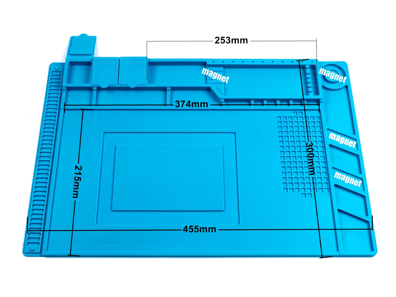 Große Silikonunterlage 455x300mm mit Organizer für Service und Reparatur von Handys, Tablets