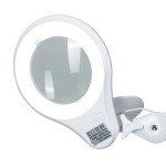 Weiße Tischleuchte IB-127 mit 127mm Vergrößerungsglas und LED-Hintergrundbeleuchtung