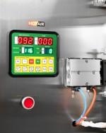 Pneumatisch angetriebenes unteres Verpackungselement für Dosiergeräte für Schüttgüter